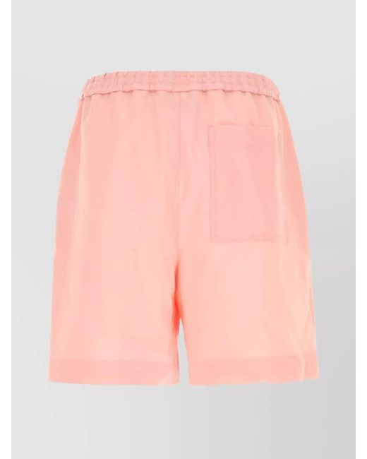 Loewe Pink Bermuda Wool Shorts Elastic Waistband for men