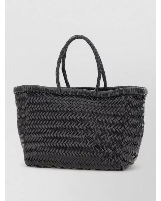 Dragon Diffusion Black Rectangular Beach Bag Woven Dual Handles