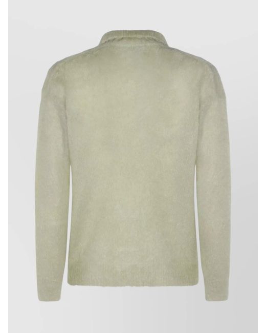 Auralee Green Mohair Wool Short-Sleeve Polo Shirt for men