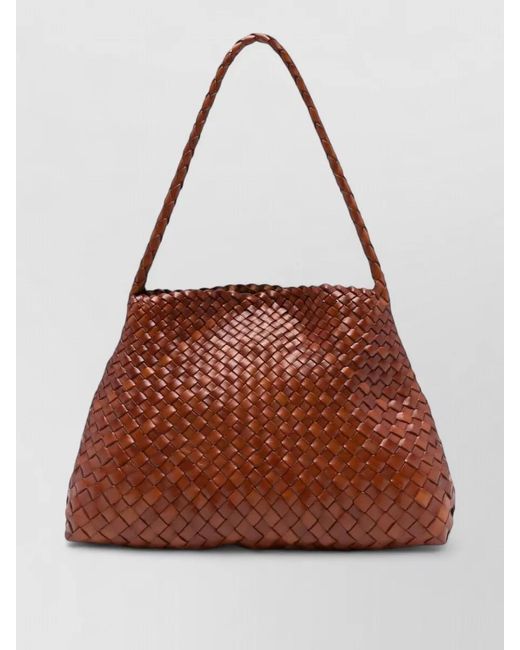 Dragon Diffusion Brown Woven Single Strap Leather Tote Bag