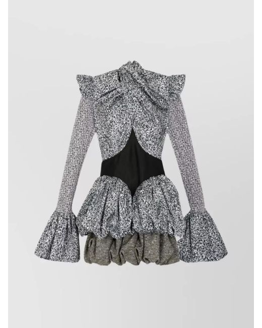 Rabanne Gray Printed Satin Mini Dress
