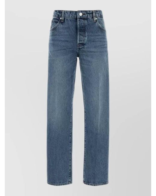 FRAME Blue Denim Straight-Leg Trousers