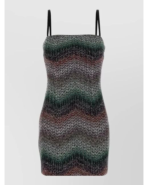 Missoni Black Embroidered Viscose Blend Mini Dress Fitted