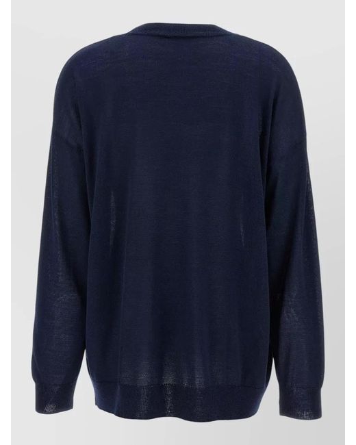 P.A.R.O.S.H. Blue Knit Sweater Round Neck Long Sleeves