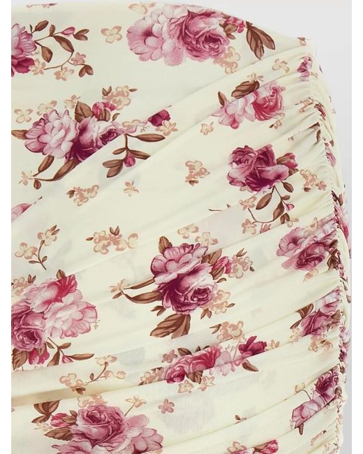 Magda Butrym Pink Floral Ruched Re26 Skirt Draped Style
