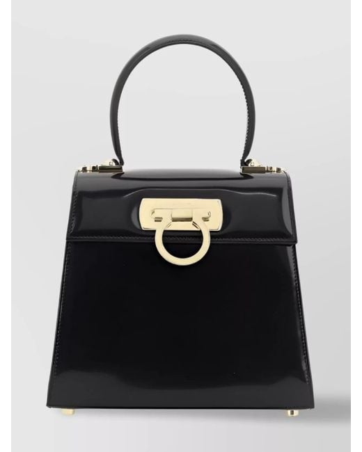 Ferragamo Black Iconic Leather Shoulder Bag