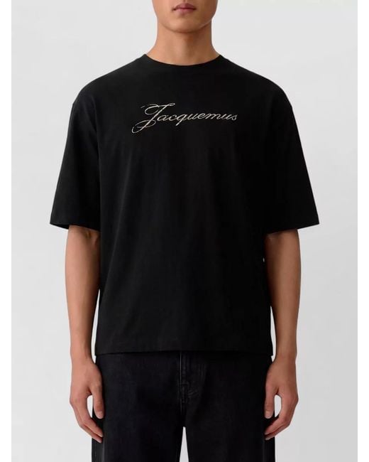 Jacquemus Black Jersey T Shirt Short Sleeves Crew Neck for men
