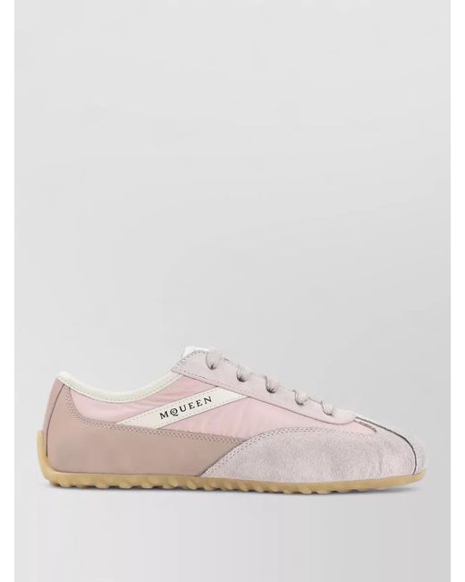 McQueen Pink Leather Lace-Up Sneakers