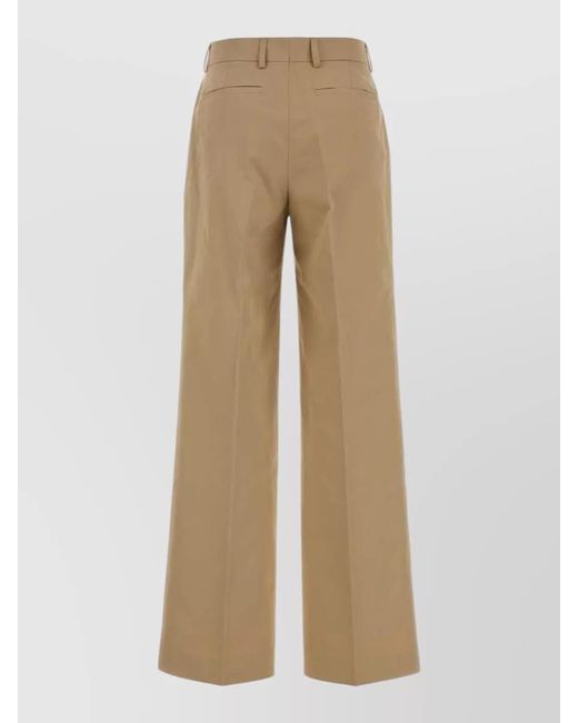 Tory Burch Natural Gabardine Wide Leg Pant Front Pleats