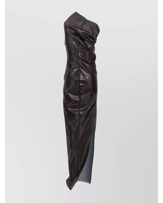 Rick Owens White Sequinned Asymmetric One-Shoulder Maxi Dress
