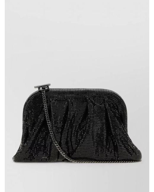 Benedetta Bruzziches Black Venus Clutch Fabric Chain Strap Pleated