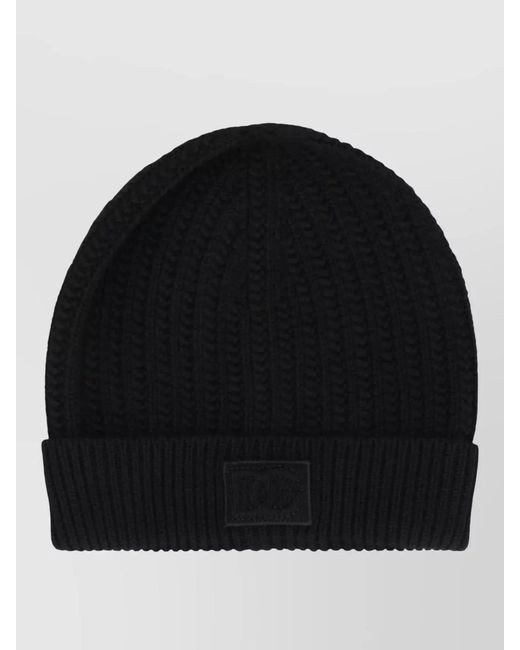 Dolce & Gabbana Black Knit Wool Hat Folded Cuff Stretch Fit for men