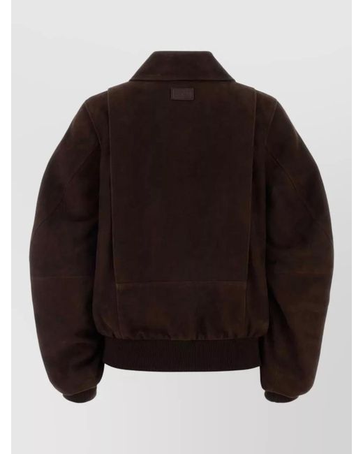 Loewe Brown Suede Jacket Collared Design Front Pockets