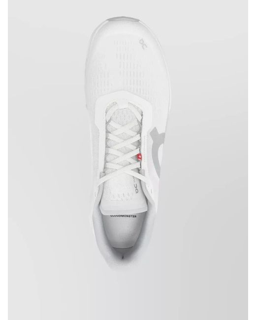 On Shoes White Cloudmonster One Sneakers Mesh Upper Round Toe for men