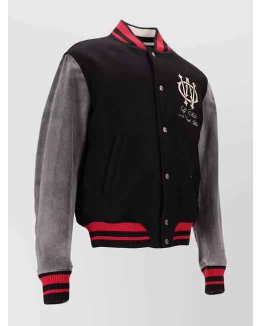 Off-White c/o Virgil Abloh Black Gothic Ow Wool Den Reg Varsit/Froz for men