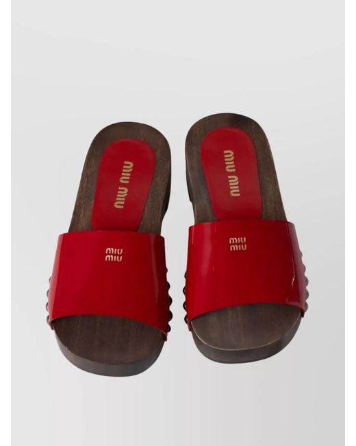 Miu Miu Red Patent Leather Sandals