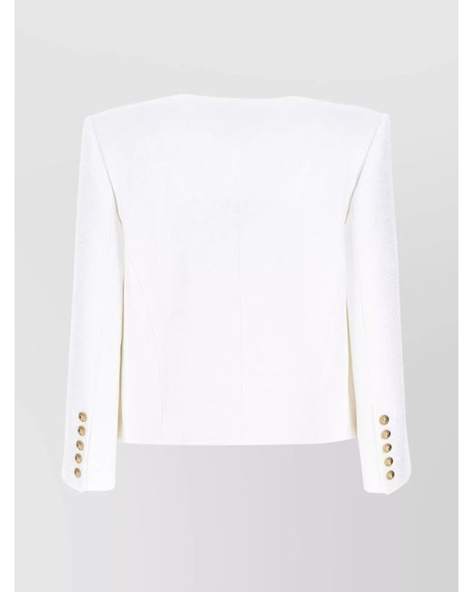 Balmain White Cropped Blazer