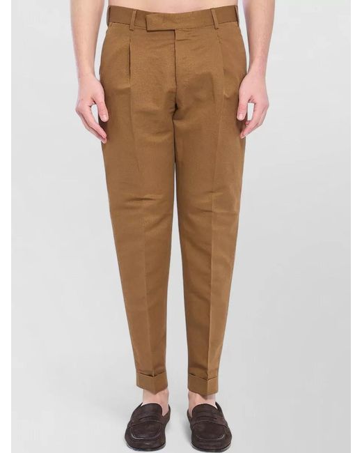 PT Torino Natural Linen Cotton Mid-Rise Straight-Leg Tailored Trousers for men