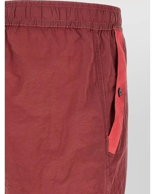 Stone Island Red Nylon Cargo Shorts for men