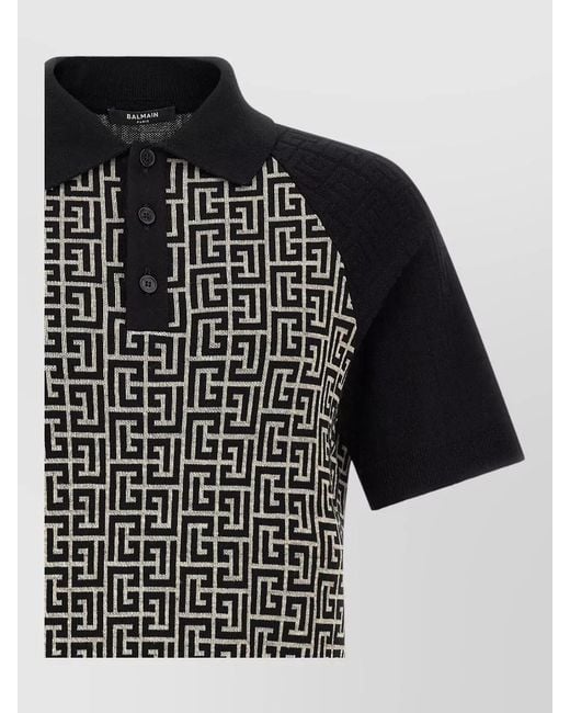 Balmain Black Pb Monogram Polo Shirt Regular Fit for men