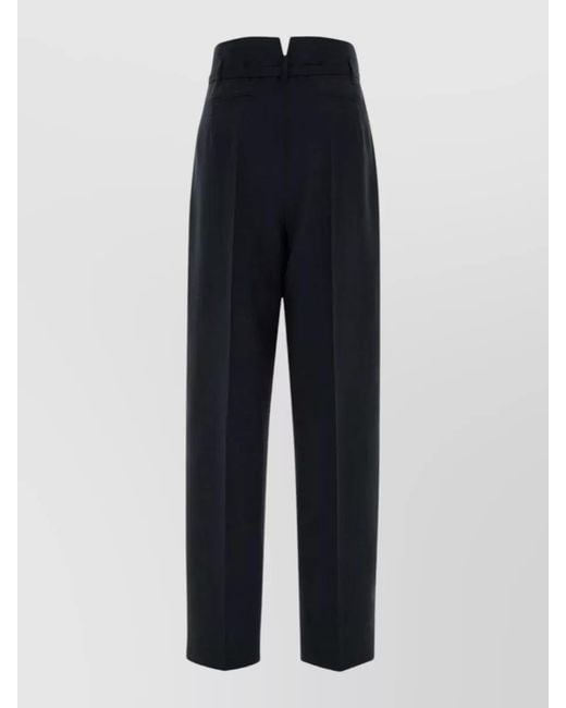 Prada Blue Wool Blend Pleated Palazzo Pant Belt Loops