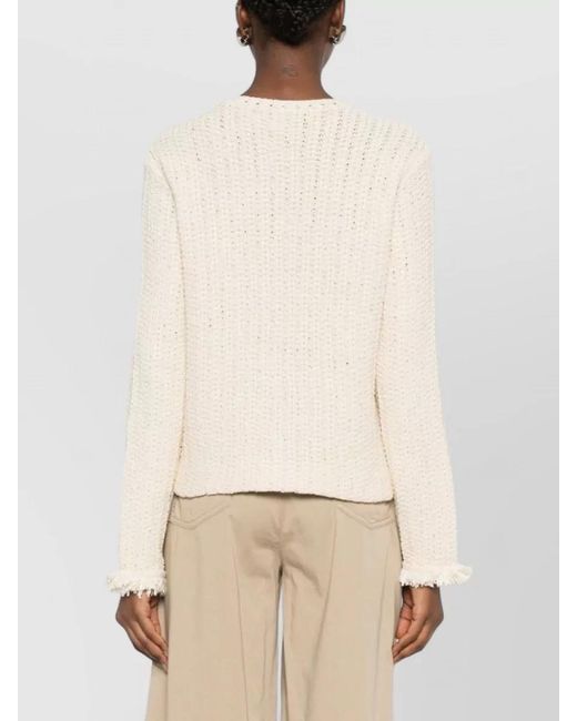 Emporio Armani Natural Fringed Cotton-Blend Cardigan Jacket