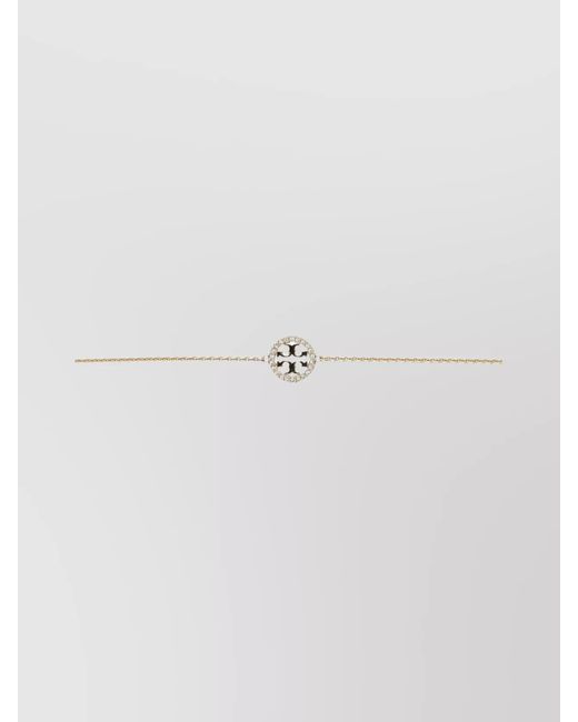 Tory Burch White Crystal-Embellished Chain Bracelet