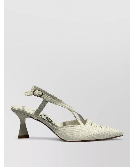 LA ROSE White Moritz Pointed Toe Slingback Strappy Pumps