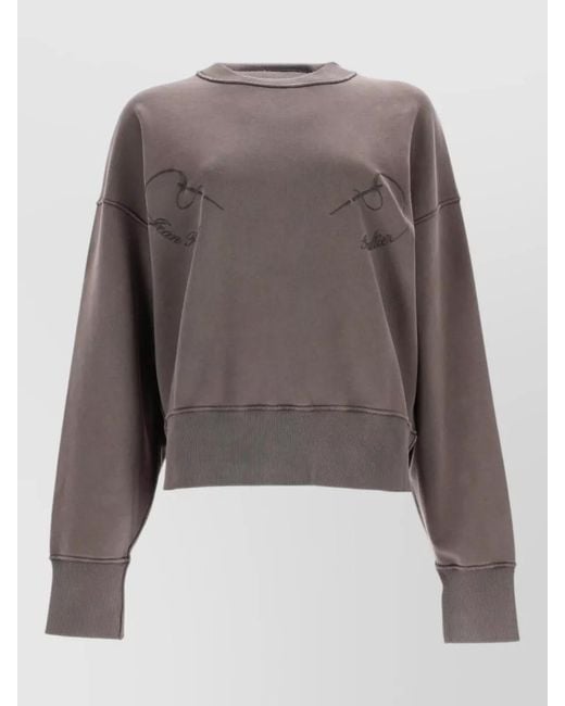 Jean Paul Gaultier Gray Embroidered Cotton Jumper