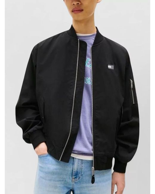 Tommy Hilfiger Blue Recycled Cotton Bomber Jacket for men