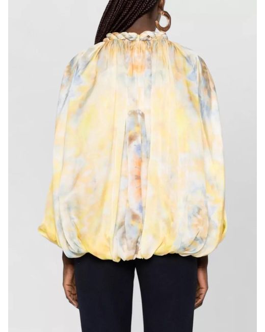 Zimmermann Metallic Alchemy Blouse Balloon Sleeves Gathered Neckline