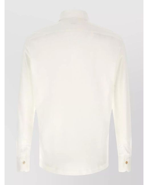 Kiton White Positano Long Sleeve Polo Shirt for men