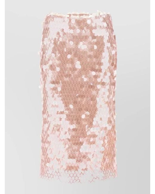 Tory Burch Pink Sequin Knee Length Fitted Long Skirt