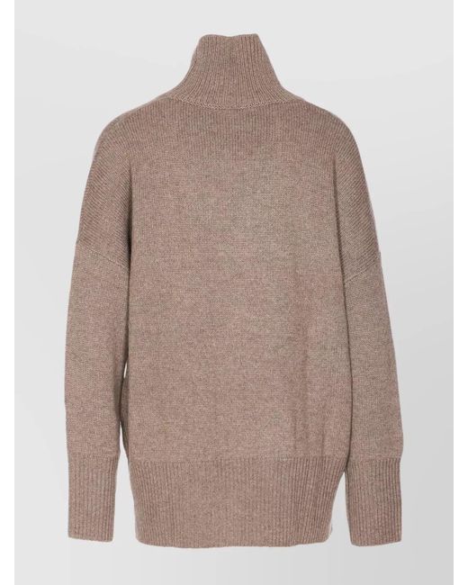 Lisa Yang Brown Cashmere Relaxed-Fit Turtleneck Sweater