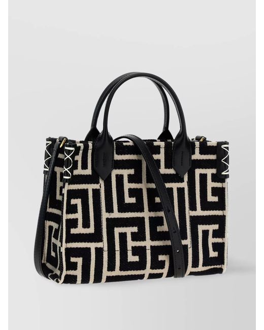 Balmain Black Jacquard Shopper Bag