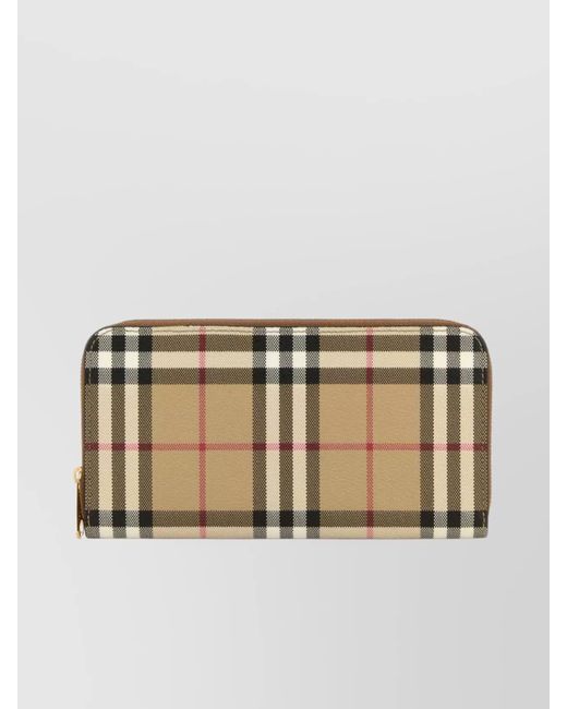 Burberry Natural Canvas Wallet Check Pattern