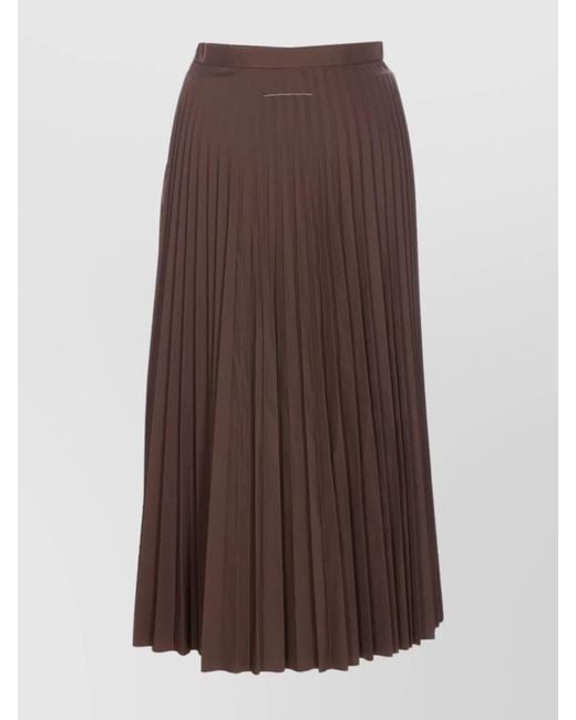 MM6 by Maison Margiela Brown Midi Pleated Skirt High Waist Design