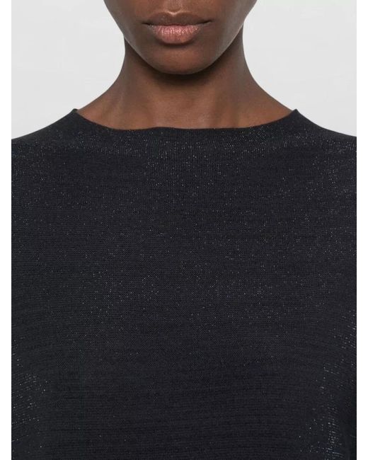 Fabiana Filippi Black Metallic Knit Short-Sleeve Mini Dress