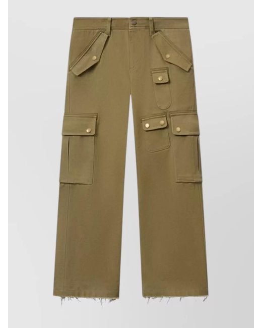 Isabel Marant Green Josine Cargo Trousers Frayed Hem Pockets