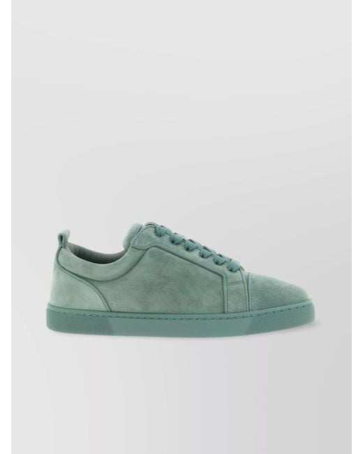 Christian Louboutin Green Junior Suede Round Toe Low-Top Sneakers for men