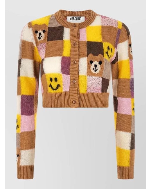 Moschino Orange Cashmere-Blend Embroidered Cardigan