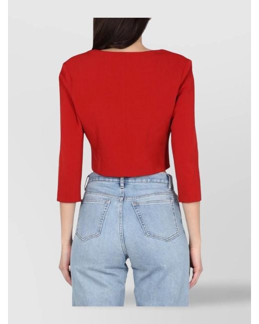 Acne Blue Long Sleeve Square Neck Blouse