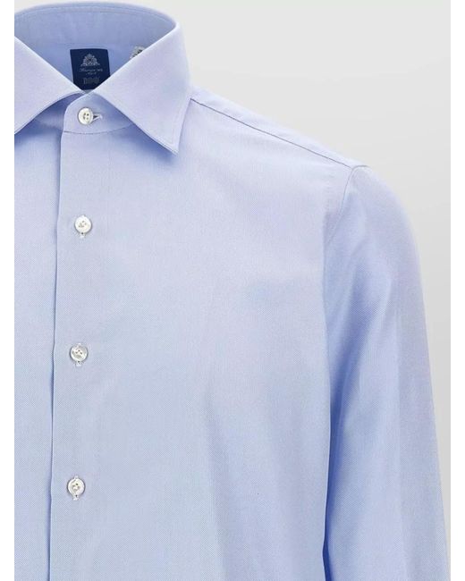Finamore 1925 Blue Napoli Shirt Button Down Collar Long Sleeves for men
