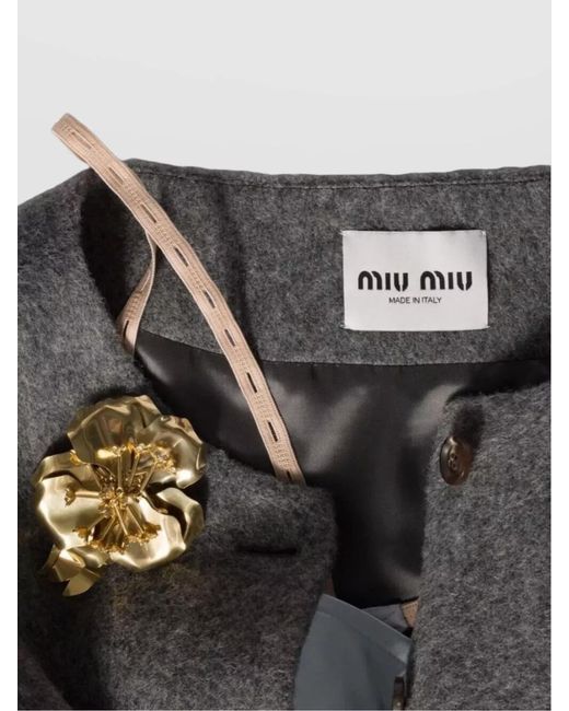 Miu Miu Metallic Crystal-Embellished Floral Brooch