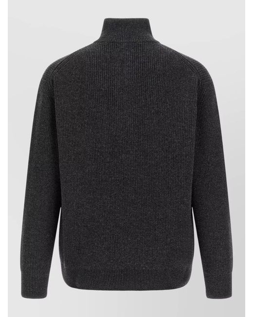 J.W. Anderson Gray Ribbed High Neck Half Zip Knit Sweater for men