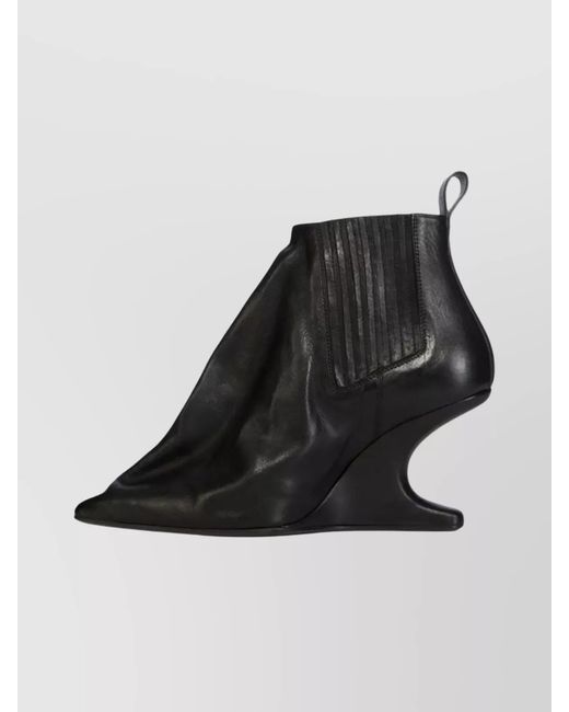 Rick Owens Black Leather Ankle Boots