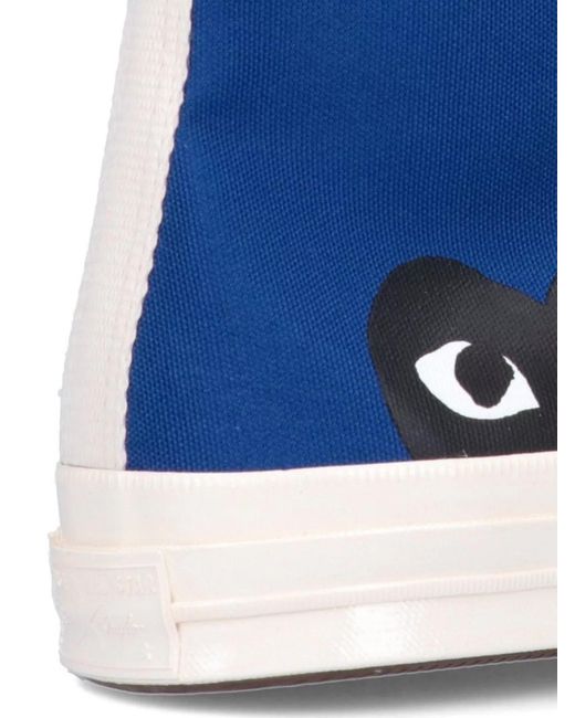 COMME DES GARÇONS PLAY Blue Canvas High-Top Sneakers