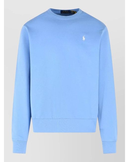 Polo Ralph Lauren Blue Cotton Crew Neck Sweatshirt Long Sleeves for men