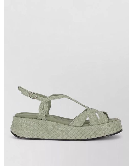 LA ROSE Green Maui Platform Sandal Wooden Sole Slingback