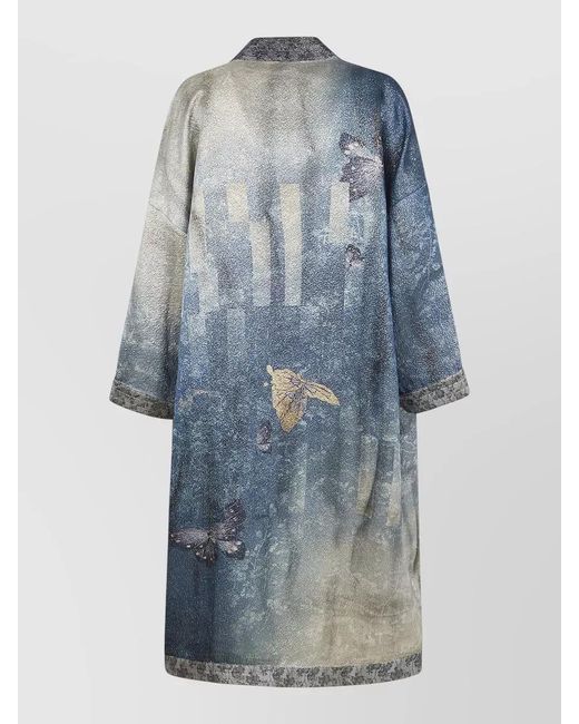 Pierre Louis Mascia Blue Silk Kimono Jacket
